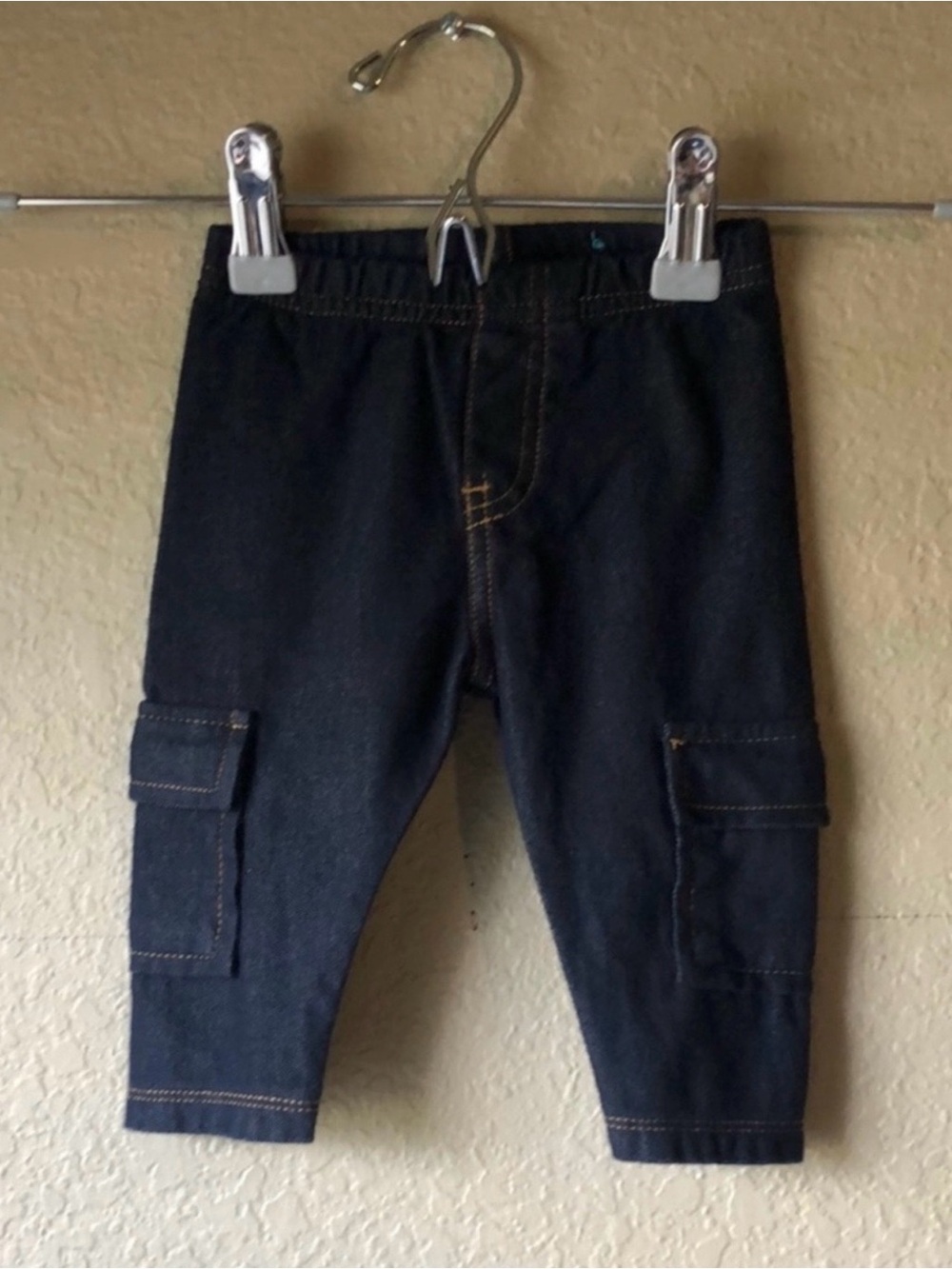 Place Pants Girls Elastic Waist Blue Cargo Casual Pants Baby Girls 3-6 Months